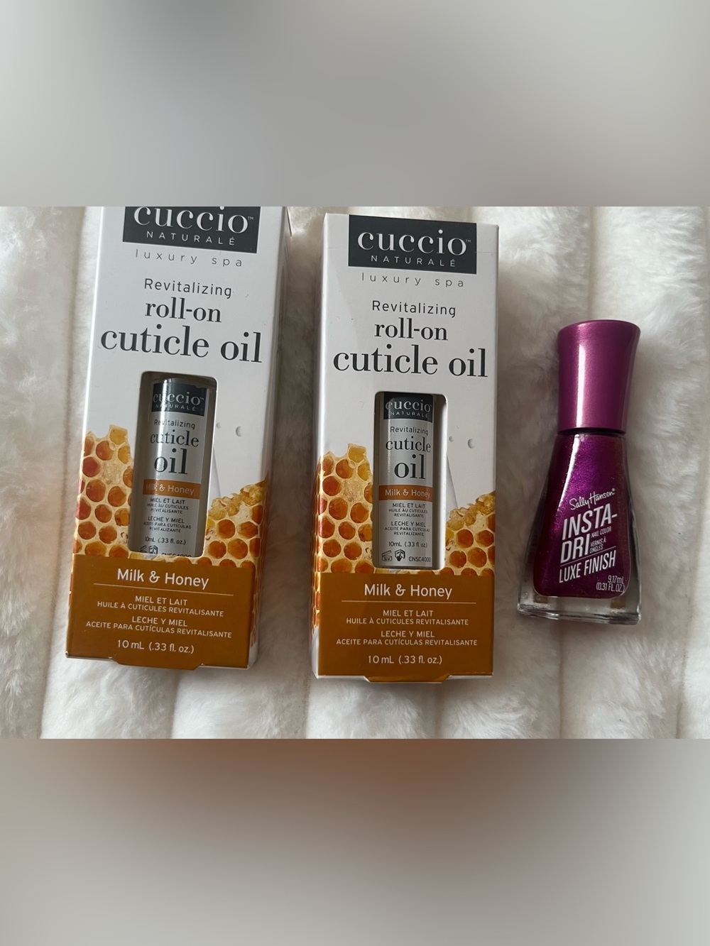 Cuccio Milk & Honey Revitalizing Cuticle Oil (2) + Sally Hansen Pink Nail Polish